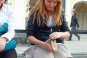 Up skirt video cute redhead in...