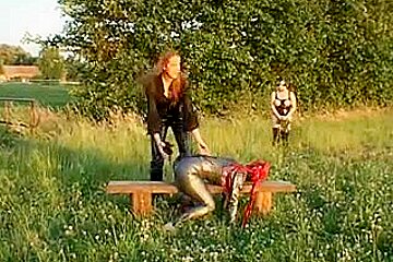 Kinky lesbian broads outdoor action...