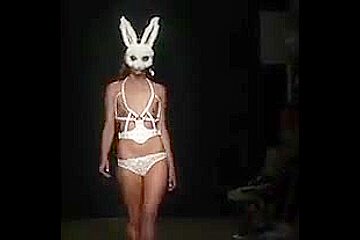 Sexy topless models fetish fashion catwalk show