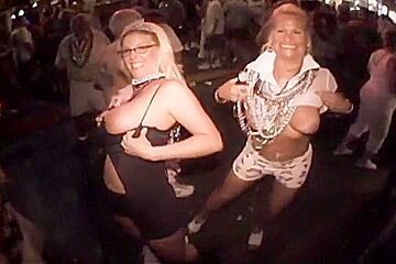 Girls In Mardi Gras Madness Of Tits...