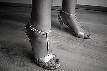 The silver sandals...