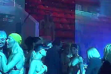 Topless Gogo Girls Rave Disco Party Stage In Russia...