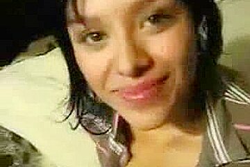 Latina smiles in the camera before taking cock in her tight mouth
