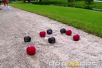 In sports shows off her bocce...