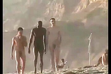 Three Nude Men At Beach Erections...