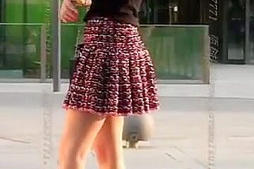 Chinese girl in short skirt