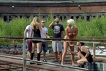 Busty euro slave anal outdoor bdsm...