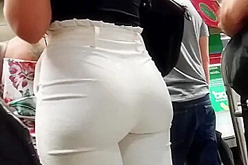 See Thru White Pants Big Butt...