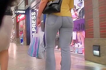 Mature ass showing off at shopping...