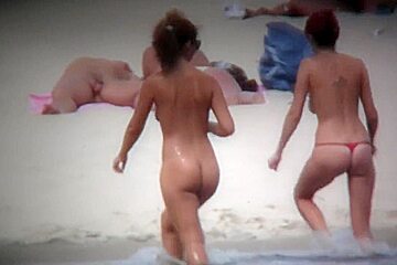 Naked Hot Babes Enjoying A Sunny Day Beach...