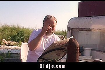 Horny old man outdoor...