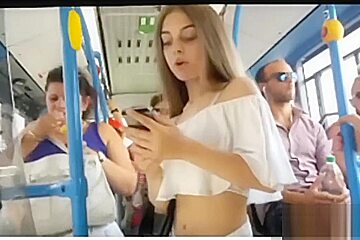 This chick is not ashamed to suck his cock in public