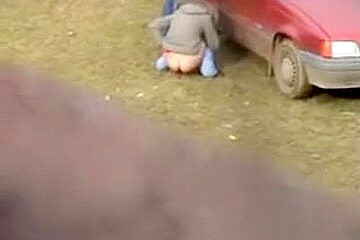 Cute Butted Amateur Pissing At The Auto...