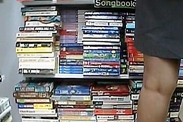 Upskirt sexy thong real bookworm in...