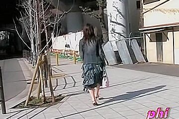 Long Skirt Sharking Adventure Of Oriental Tart Being Caught Off Her Guard...