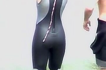 Candid street booty of spandex tight...