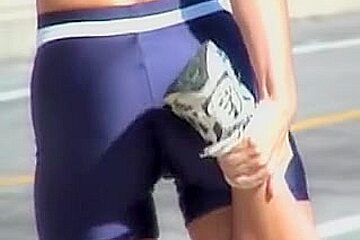 Ass in candid sports shorts on close up video scenes 06zo