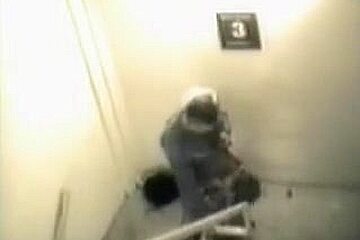 Stairway sex caught on tape...