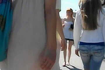 Skinny Hottie In Short White Dress Reveals Her Cunt Cam...