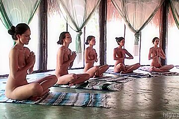 Nude yoga class...