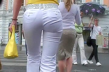 Delicious Butt Jean Filmed On Street Hidden Cam...