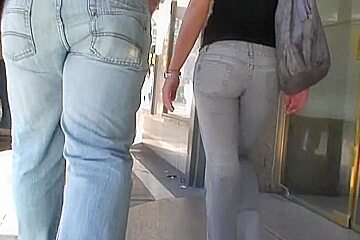 Lovely cuties wearing sexy jeans and...