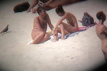 Hot Naked Babes Revealing Their Nice Tits Beach...