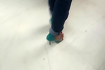 Shopping In With Super Over Hanging Toes...