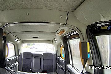 Natural ebony brit bangs in cab...