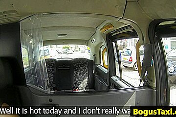English taxi babe throating cabbies cock...