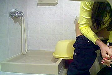 Dark Haired Cutie Spied While Sitting Her Butt Toilet...