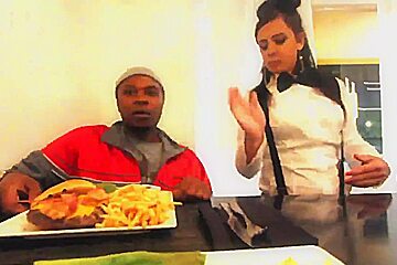 Waitress Takes A Bbc Break Behind...