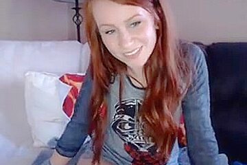 Redhead Playing With Shaved Wet Pussy Dildo In Ass...