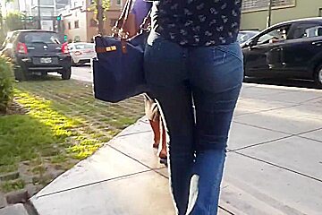 Sexy junior girl walking in jeans...
