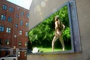 Naked public billboard masturbation...