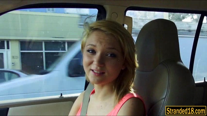 Naughty chick takes care of a driver's cock on the backseat
